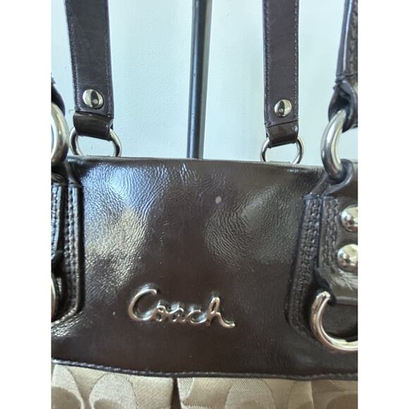 Coach Y2K Ashley Carryall Shoulder Bag Brown F15510 CC Logo Leather Canvas Read - Picture 5 of 10